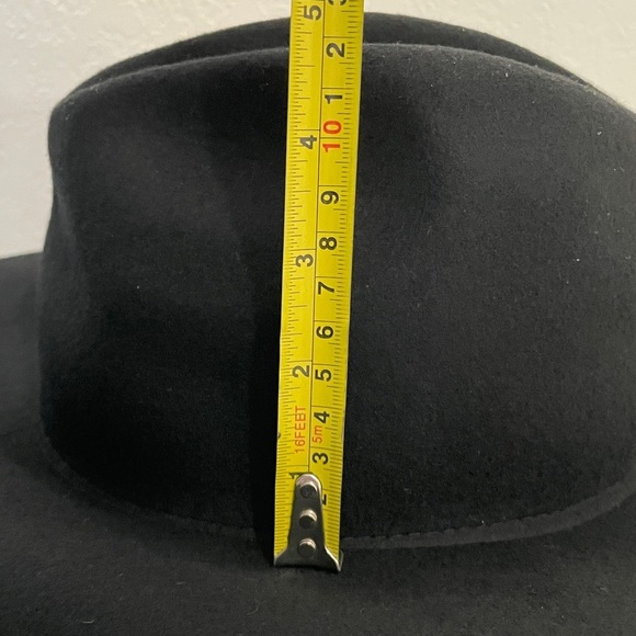 TIRABASSO NWOT 100% Wool Black Wide Brim Hat with Floral Detail, OS - Picture 12 of 12